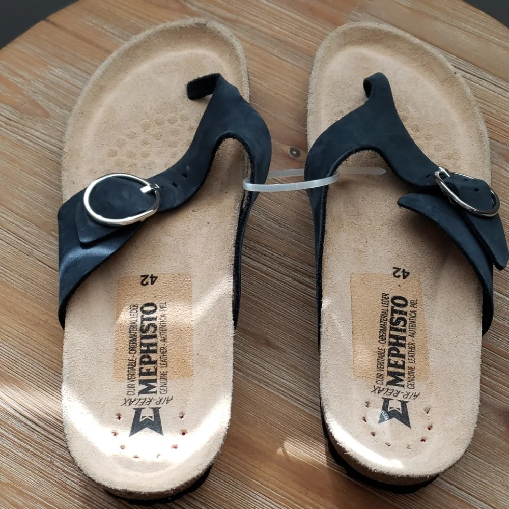 Mephisto Natalia Nubuck Leather Sandal Navy